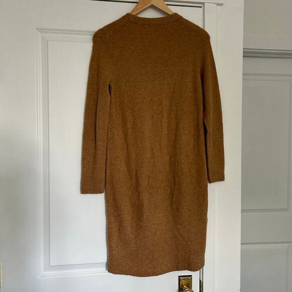 J. Crew Wool Knit Sweater Dress Long Sleeve Women’s Small Camel Midi Cozy Soft - Picture 7 of 8